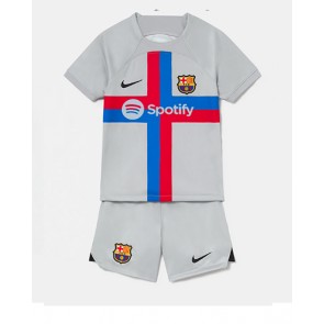 Barcelona kläder Barn 2022-23 Tredje Tröja Kortärmad (+ korta byxor)